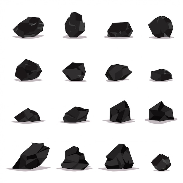  Coal cartoon set isolated