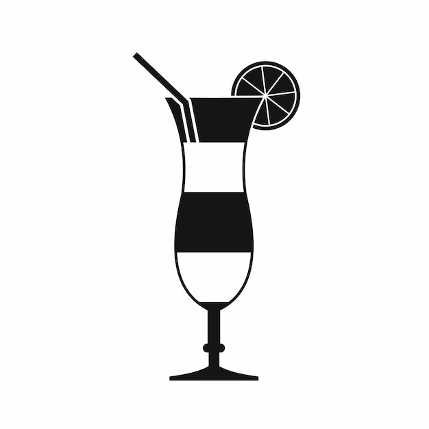 Cocktail with lemon icon in simple style isolated on white background Drink and rest symbol