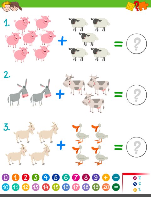Çocuklar için toplama matematik etkinliği