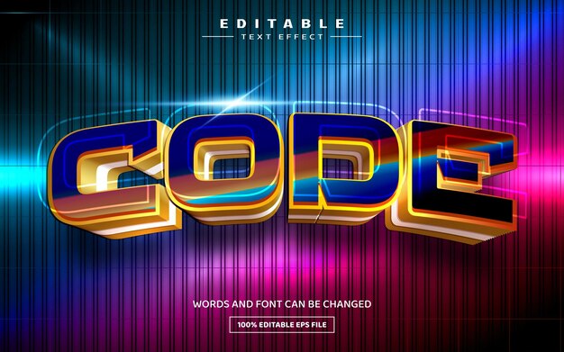 Code 3D editable text effect template