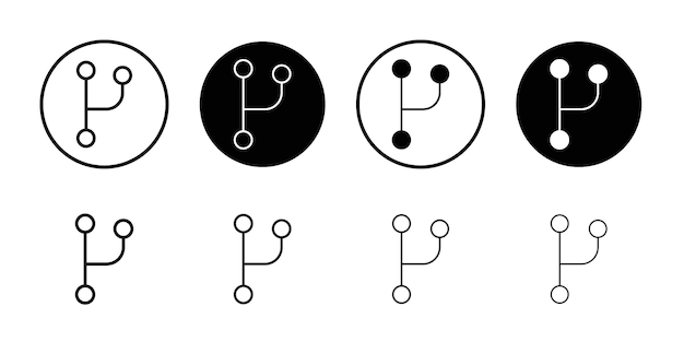Code branch icon flat line symbol set