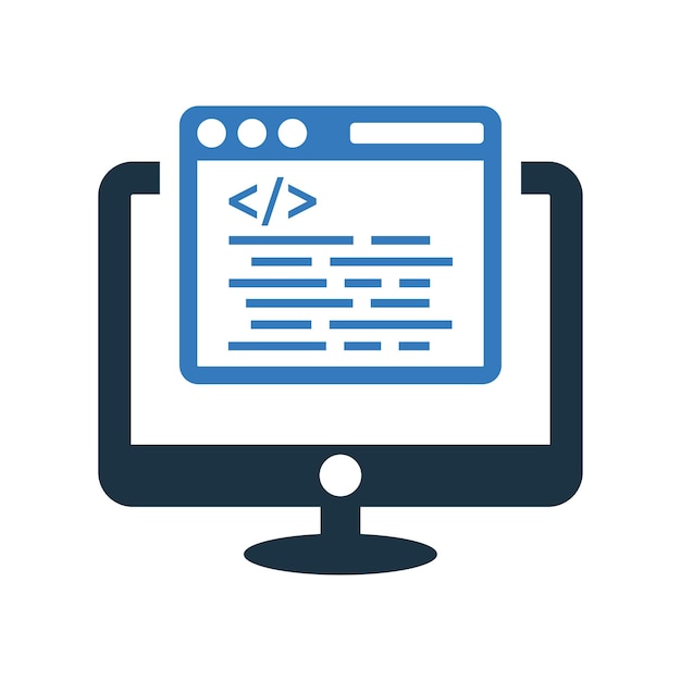 Code coding input programming icon Glyph style vector EPS