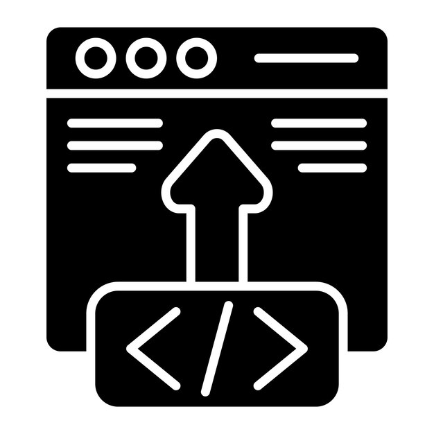 Code Deployment Glyph Solid Black Illustration