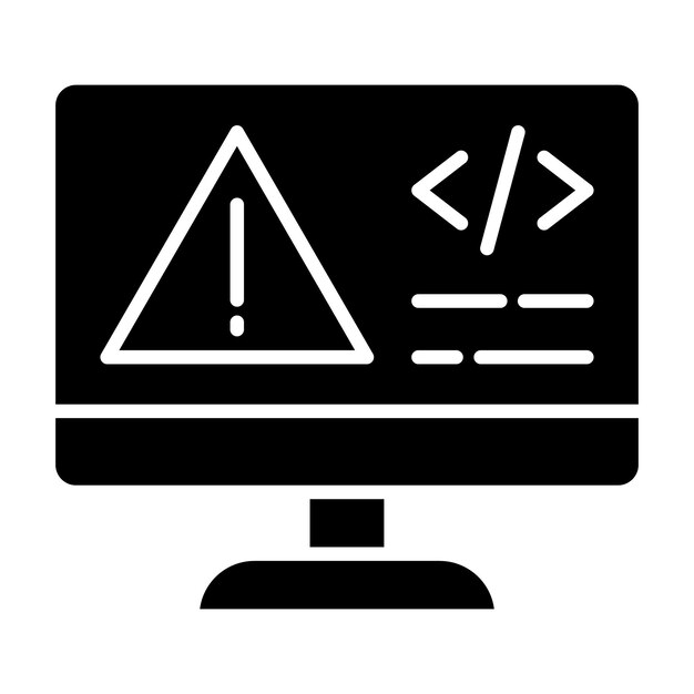 Code Error Glyph Solid Black Illustration