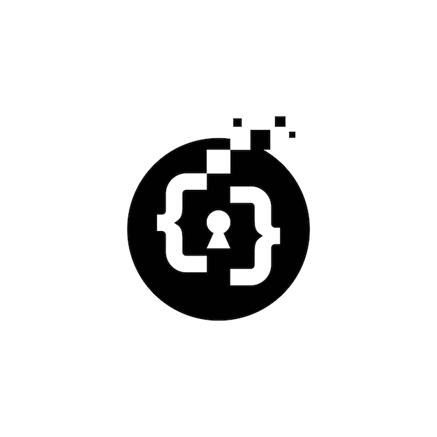 code pixel with circle logo design vector illustration