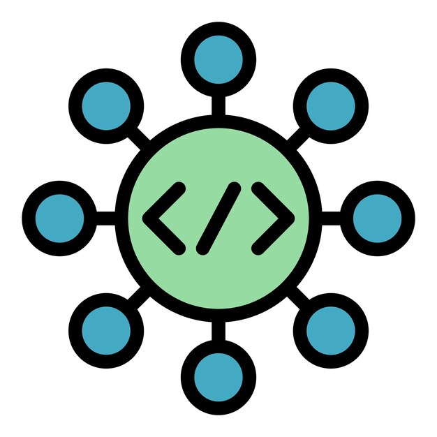 Code web scheme icon outline vector Cms website Design html color flat