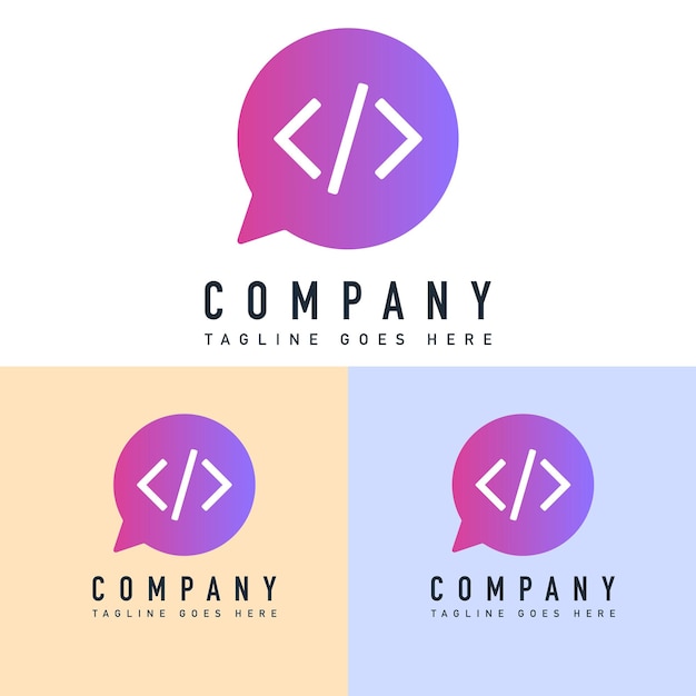 Coder Logo Template Business corporate sign vector Digital code logo Coding vector icon