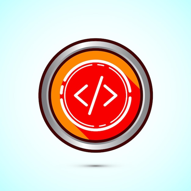 coding icon design illustration web development icon orange shadow button design
