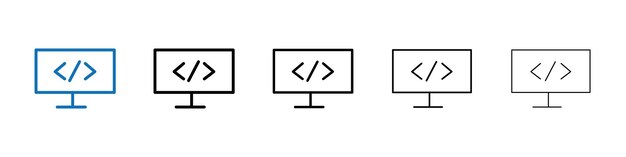 coding icon outline vector logo for web ui