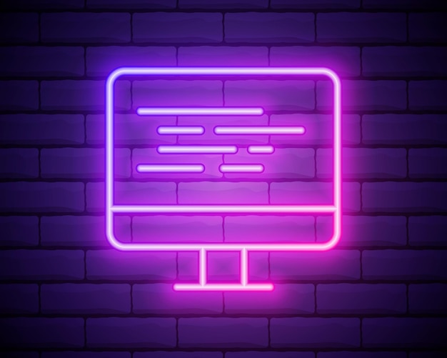 Coding neon iconProgramming Elements of browser set Simple icon for websites web design mobile app info graphics isolated on brick wall