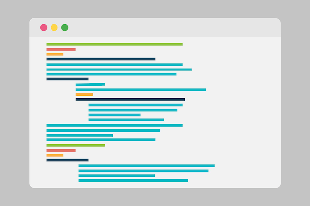 Coding page on gray flat design Vector illustration