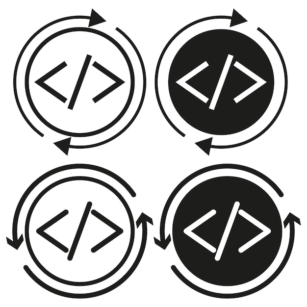 Coding symbol icon Programming arrows Vector coding concept Circular design element