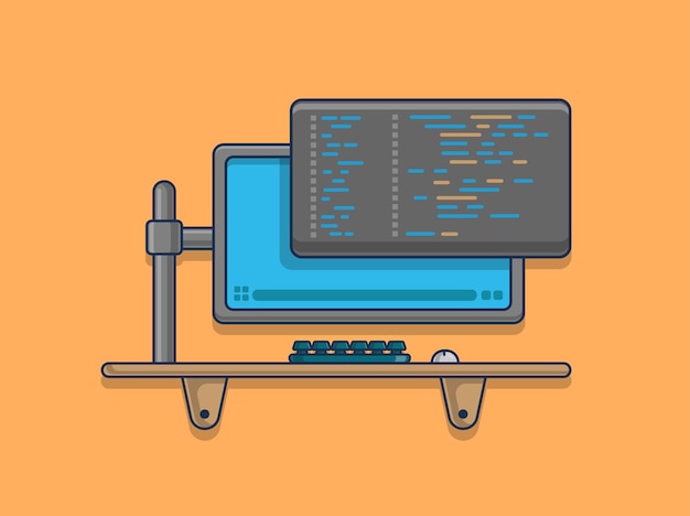 coding with computer icon illustration