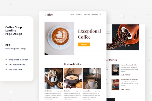 Coffee selling web landing page design