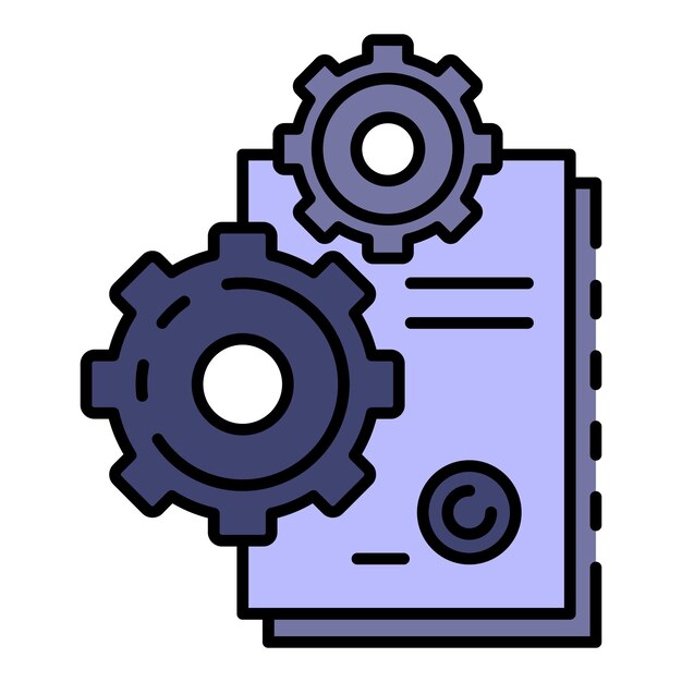 Cog gear paper icon Outline cog gear paper vector icon color flat isolated