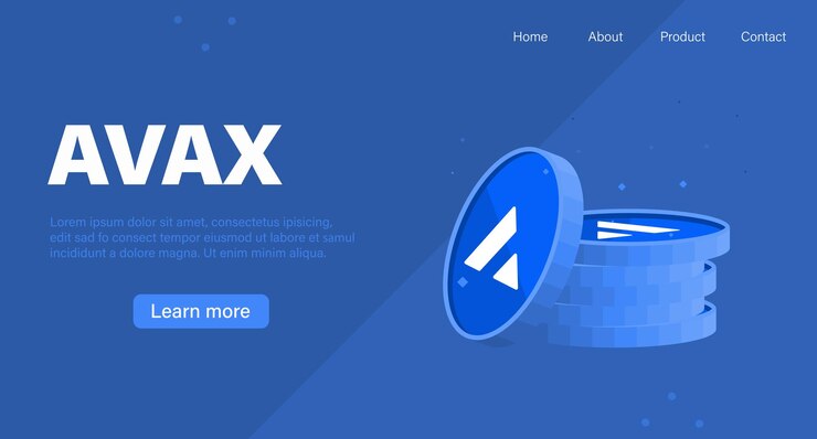 Vektör coin avax banner crypto currency concept