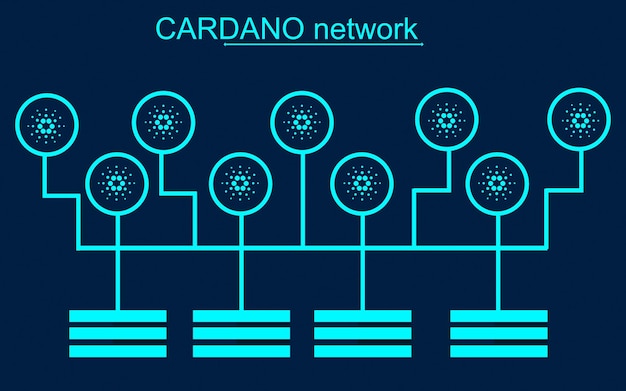 Coin blockchain network connected to servers Crypto Mining concept vector illustration