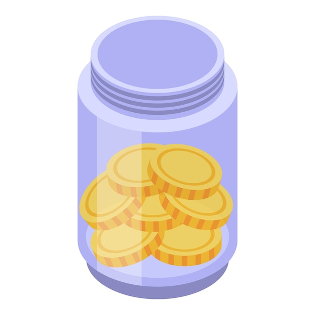 Coin money jar icon isometric vector Global tour Globe travel