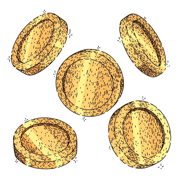 coin set sketch hand drawn vector