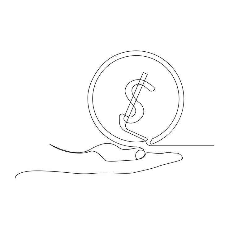 coins continuous one line art drawing illustrations and vectors design