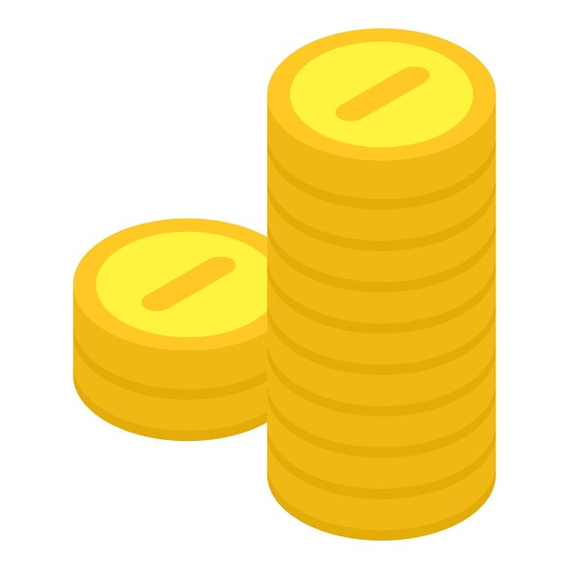Coins stack icon Isometric of coins stack vector icon for web design isolated on white background