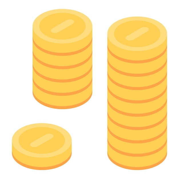 Coins stack icon Isometric of coins stack vector icon for web design isolated on white background