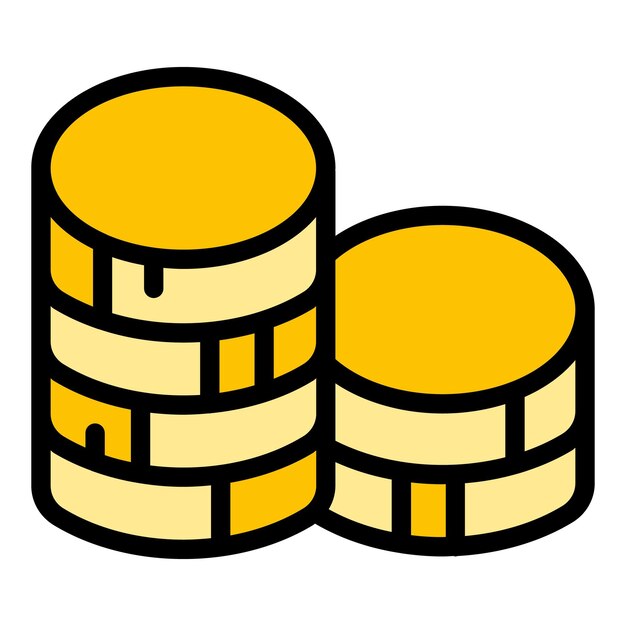 Coins stack icon Outline Coins stack vector icon for web design isolated on white background color flat