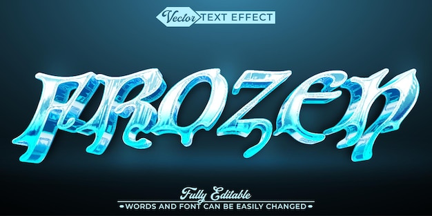 Cold Blue Frozen Vector Editable Text Effect Template