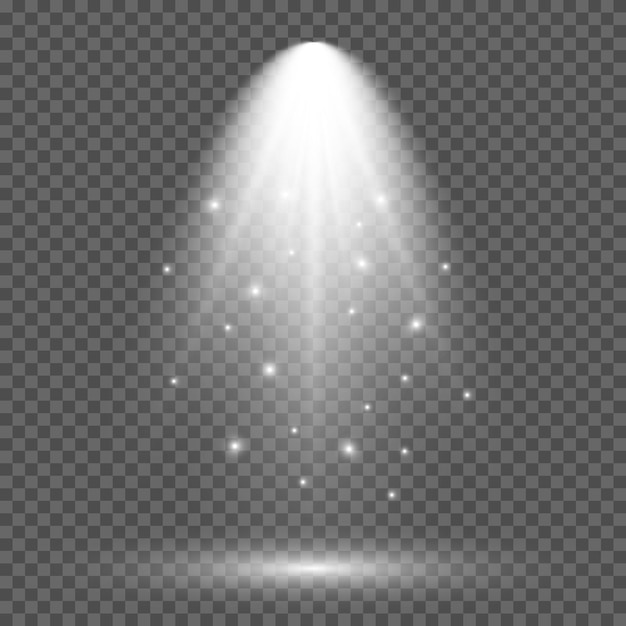 cold white lighting with spotlight. scene illumination effects on a dark transparent background. vector illustration