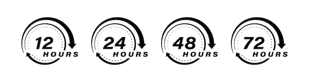 collection 12 24 48 and 72 hours clock arrow vector icons design for delivery service order business vector illustration