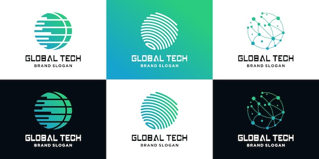 collection global technology logo icon design