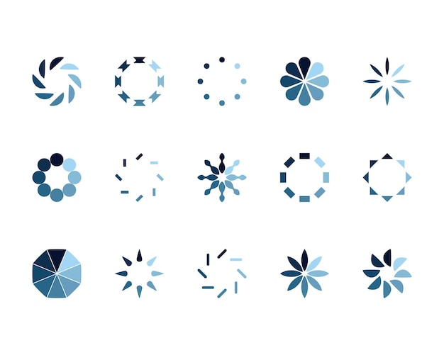 Collection Loading bar status icon Vector illustration Set loaded icons Download Donload or Upload