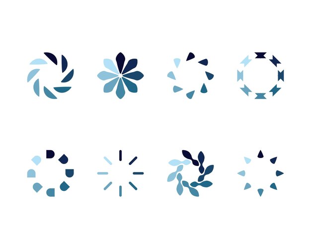 Collection Loading bar status icon Vector illustration Set loaded icons Download progress