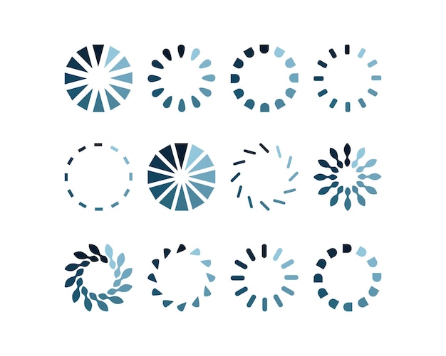 Collection Loading bar status icon Vector illustration Set of vector loaded icons Download progress Donload or Upload