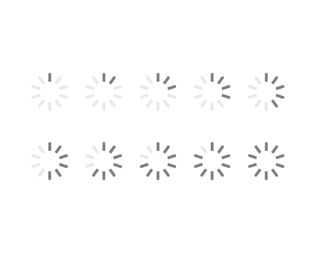 Collection Loading bar status icon Vector illustration Set of vector loaded icons Download progress Donload or Upload