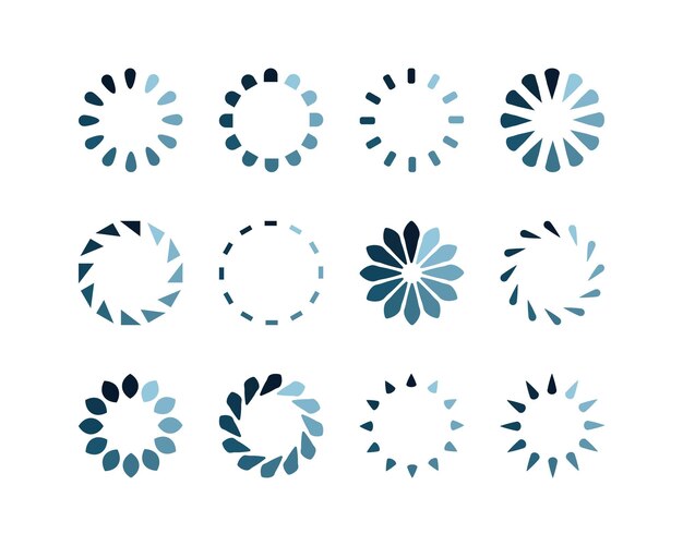 Collection Loading bar status icon Vector illustration Set of vector loaded icons Download progress Donload or Upload