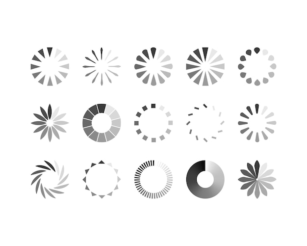 Collection Loading bar status icon Vector illustration Set of vector loaded icons Download progress