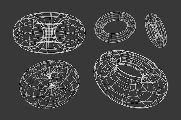 collection of 3d wireframe objects 2