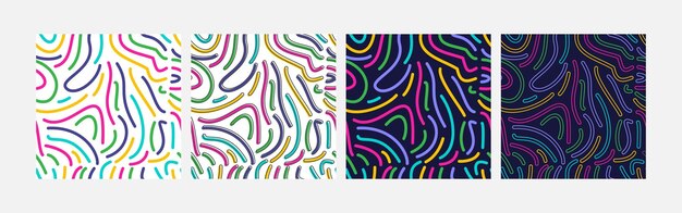 Collection of abstract background seamless pattern 90s style vector