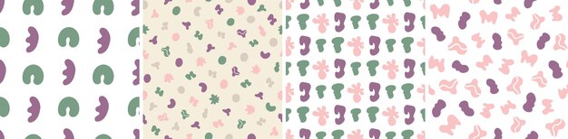 Collection of abstract seamless pattern Simple organic shapes