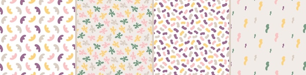 Collection of abstract seamless pattern Simple organic shapes