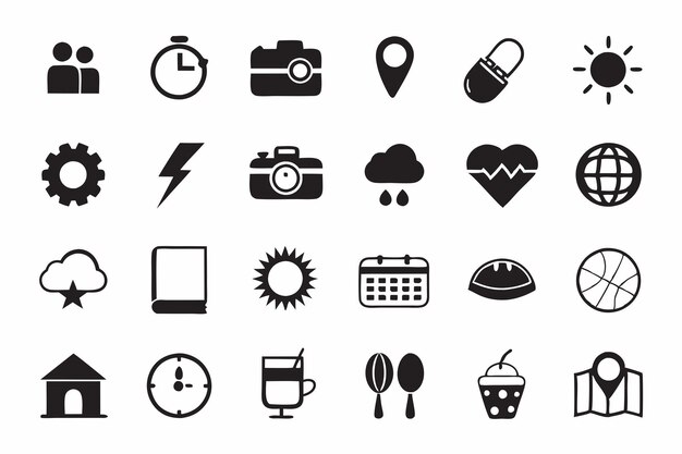 Collection of Black and White Icons