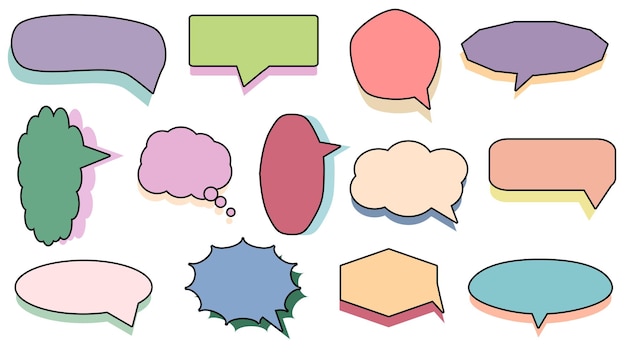 Collection of blank colorful speech bubble conversation box chat box speak balloon thinking bubble