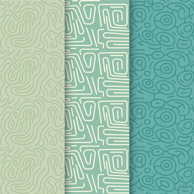 Collection of blue rounded lines patterns