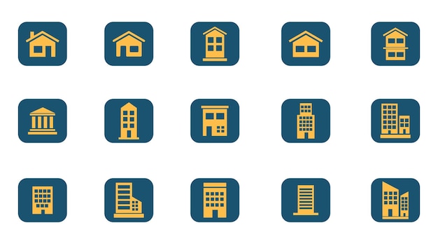 Collection of Building Icons Architectural Design Elements for Real Estate Branding