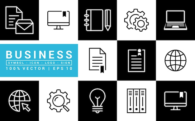 Collection of business marketing financial strategy editable and resizable vector icons EPS 10