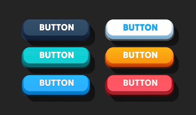 Collection of colored buttons frame label event web bar buttons with color vector illustration