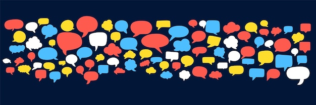 collection of colored speech bubbles message clouds set hand drawn vector art