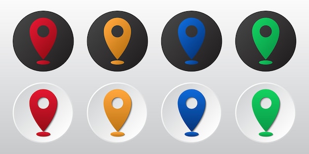 Collection of colorful location pins Map pointer GPS location Map pointer icon set