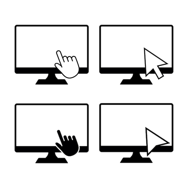 collection of computer icons and click symbols